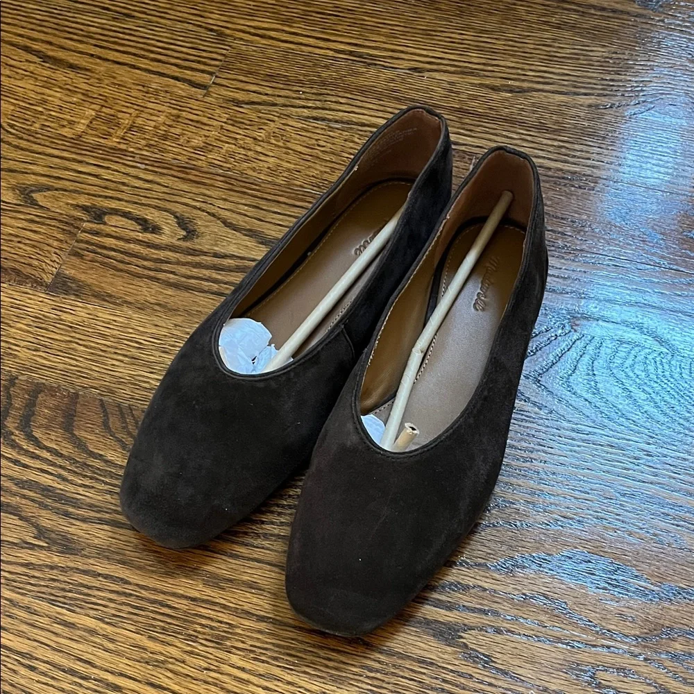 MADEWELL Mylie Ballet Flats in dark carob brown suede size 8.5 - Picture 1 of 4